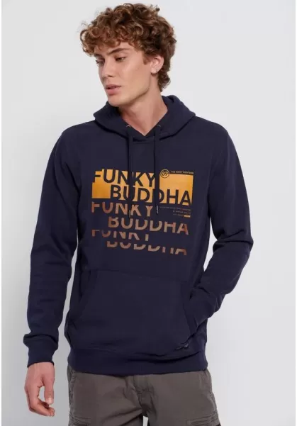 Funky-Buddha Navy Affordable Men's Sweatshirts & Hoodies Overhead Hoodie With Chest Print