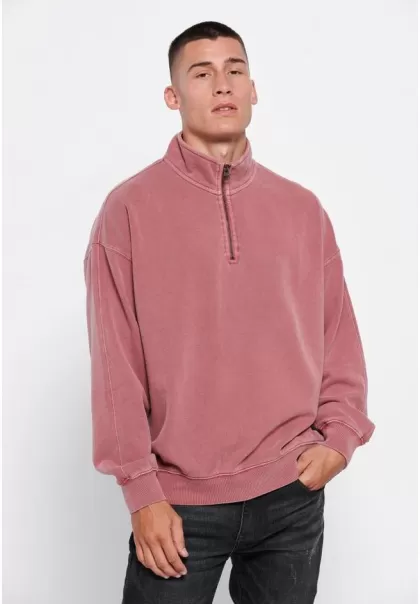 Exclusive Oversized Half-Zip Sweatshirt Sweatshirts & Hoodies Men's Funky-Buddha Dusty Rose