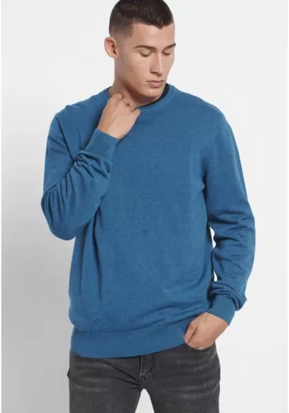 Men's Midnight Blue Mel Knitwear & Cardigans Top-Notch Funky-Buddha Essential Crew Neck Sweater