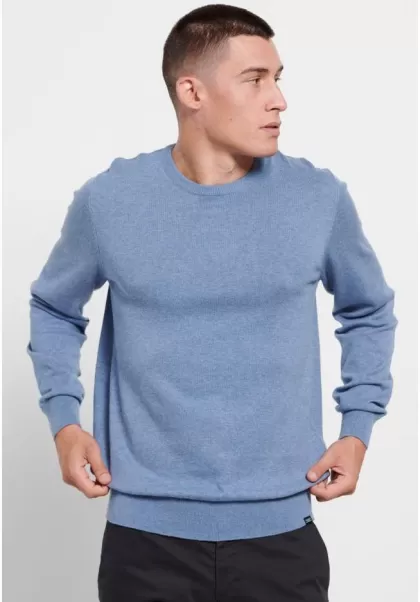 Funky-Buddha Knitwear & Cardigans Essential Crew Neck Sweater New Men's Stone Blue Mel