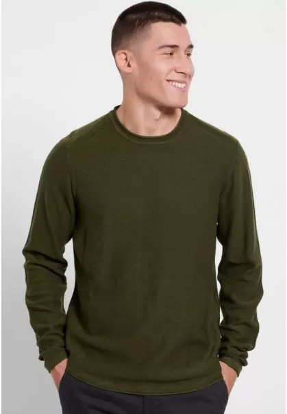 Exclusive Men's Funky-Buddha Pine Green Mel Knitwear & Cardigans Casual Crew Neck Pullover