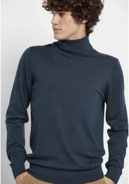 Low Cost Men's Essential Men's Turtle Neck Sweater Ocean Blue Mel Knitwear & Cardigans Funky-Buddha