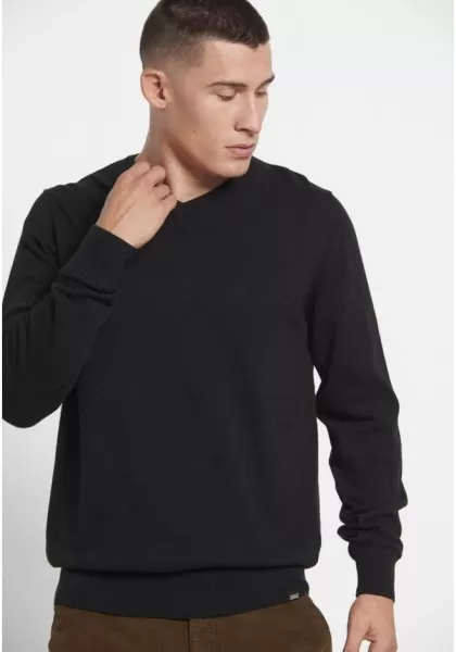 Knitwear & Cardigans Dependable Black Funky-Buddha Men's Essential V-Neck Sweater