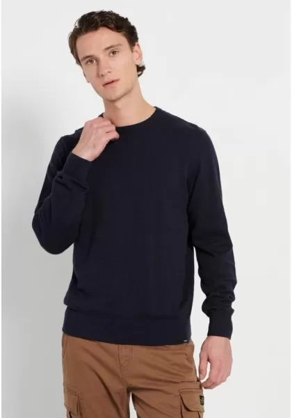 Navy Mel Funky-Buddha Essential Crew Neck Sweater Men's Knitwear & Cardigans Lowest Ever