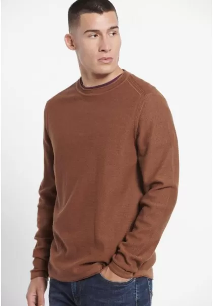 Knitwear & Cardigans Casual Crew Neck Pullover Dependable Cocoa Brown Mel Funky-Buddha Men's