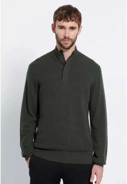 Deep Green Funky-Buddha Men's Slim Fit Wool Blend Sweater - Marron Label Knitwear & Cardigans Men's Money-Saving