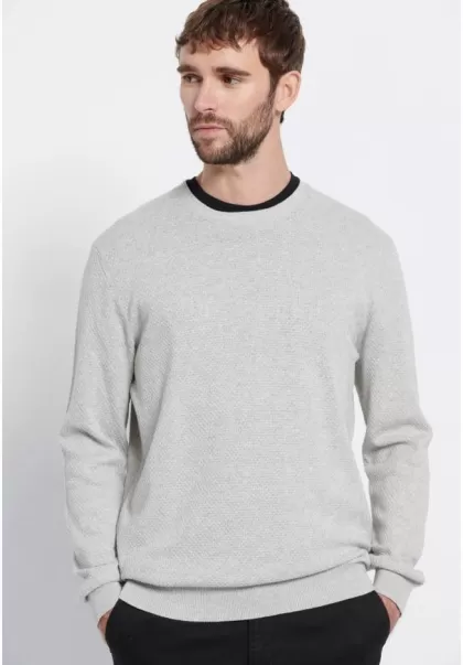 Men's Men's Slim Fit Pullover With Waffle Weaving - Marron Label Funky-Buddha Grey Mel Knitwear & Cardigans Cost-Effective