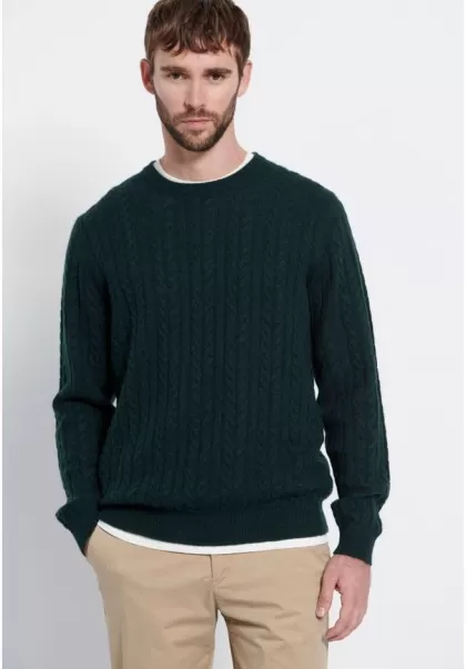 Men's Knitwear & Cardigans Long-Lasting Funky-Buddha Deep Green Mel Men's Cable Knit Sweater - Marron Label
