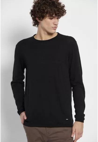 User-Friendly Funky-Buddha Knitwear & Cardigans Men's Cashmere Blend Crew Neck Sweater Black Men's