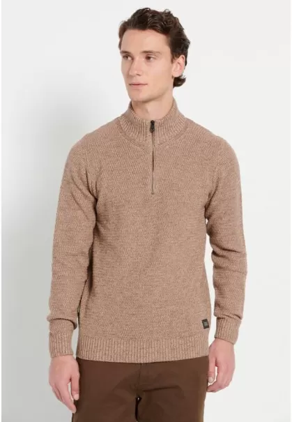 Affordable Men's Stone Men's Half-Zip Sweater Funky-Buddha Knitwear & Cardigans