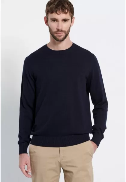 Men's Slim Fit Wool Blend Sweater Marron Navy Innovative Funky-Buddha Men's Knitwear & Cardigans