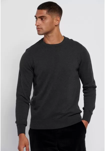 Knitwear & Cardigans Chic Essential Crew Neck Sweater Anthracite Mel Funky-Buddha Men's