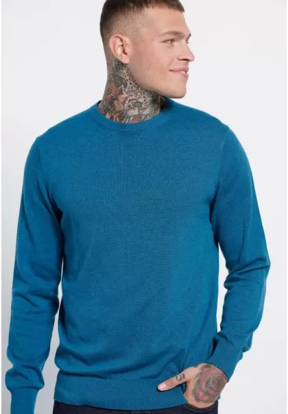 Funky-Buddha Essential Crew Neck Sweater Garage 55 Affordable Knitwear & Cardigans Midnight Blue Mel Men's