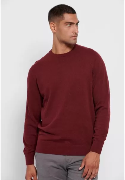 Discount Essential Crew Neck Sweater Funky-Buddha Knitwear & Cardigans Men's Earth Red Mel