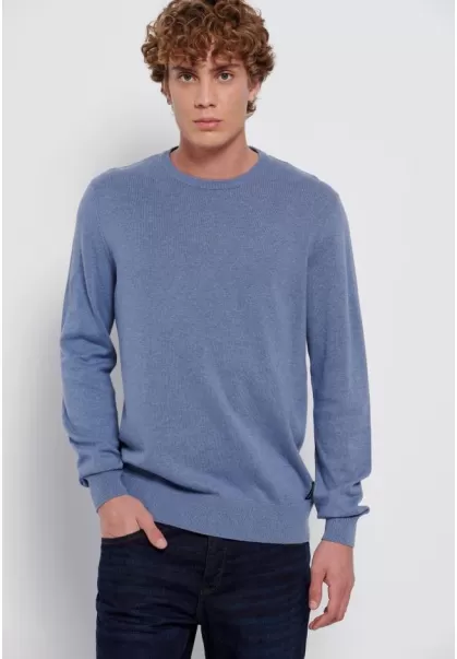 Stone Blue Mel Men's Funky-Buddha Innovative Knitwear & Cardigans Essential Crew Neck Sweater