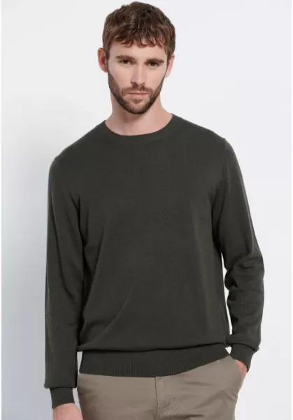 Funky-Buddha Affordable Men's Slim Fit Wool Blend Sweater Marron Deep Green Mel Knitwear & Cardigans Men's