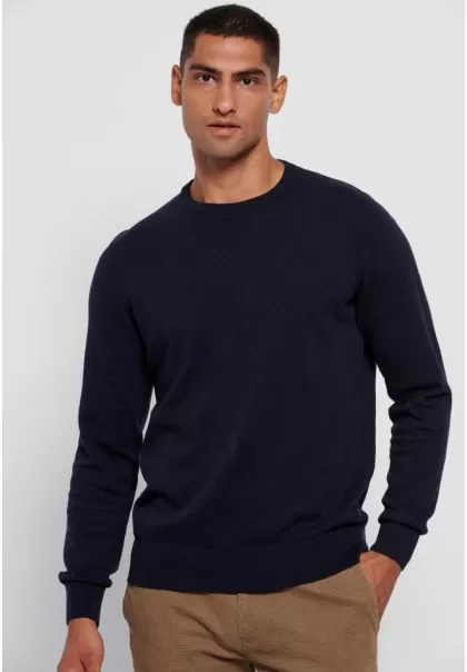 Essential Crew Neck Sweater Navy Mel Men's Knitwear & Cardigans Funky-Buddha Efficient