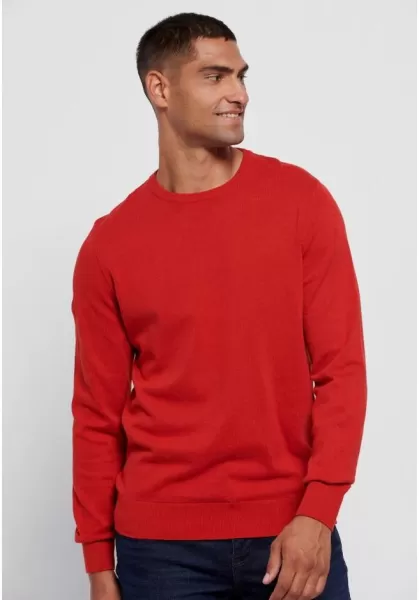 Essential Crew Neck Sweater Practical Men's Knitwear & Cardigans Lava Red Mel Funky-Buddha