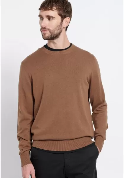Rapid Funky-Buddha Knitwear & Cardigans Men's Slim Fit Wool Blend Sweater Marron Copper Men's