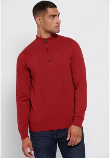 Men's Exclusive Men's Half-Zip Sweater Funky-Buddha Persian Red Mel Knitwear & Cardigans