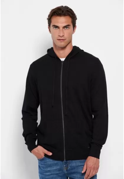 Black Men's Funky-Buddha Knitwear & Cardigans Reduced To Clear Zip-Up Cardigan With Hood