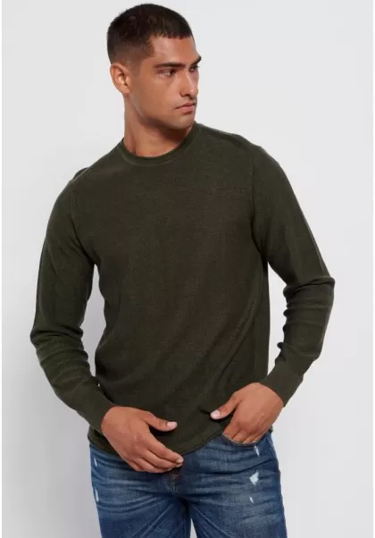 Personalized Funky-Buddha Casual Crew Neck Pullover Khaki Mel Knitwear & Cardigans Men's