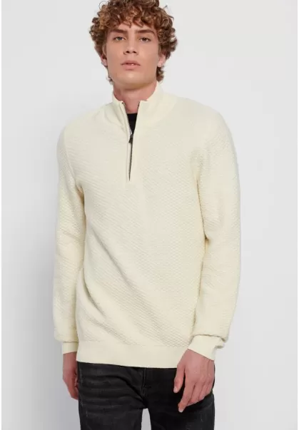Knitwear & Cardigans Off White Comfortable Funky-Buddha Half-Zip Sweater Men's