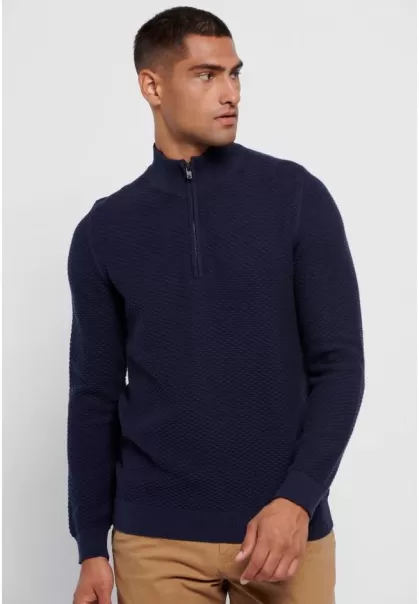 Half-Zip Sweater Indigo Funky-Buddha Knitwear & Cardigans Men's Pure