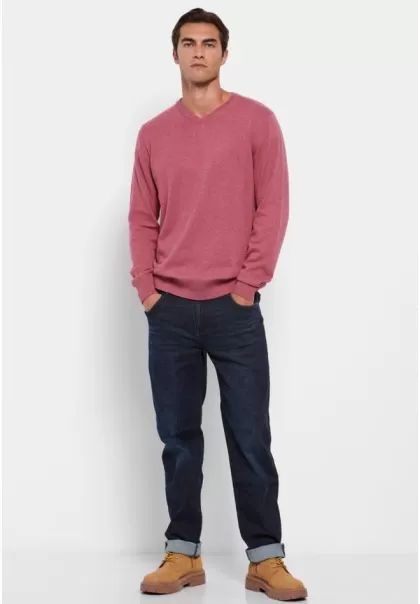 Essential V-Neck Sweater Men's Rose Wine Mel Knitwear & Cardigans Luxurious Funky-Buddha