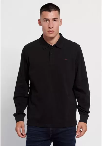 Funky-Buddha Men's Black Polo Shirts Longsleeve Pique Cotton Polo Shirt Best