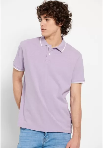 Polo Shirts Men's Funky-Buddha Lowest Ever Lt Lavender Mel Essential Polo Shirt In Melange Fabric
