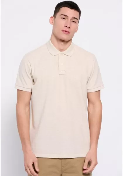 Men's Polo Shirts Polo Shirt In Melange Fabric Funky-Buddha Purchase Ecru Mel