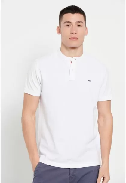 Funky-Buddha Mao Neck Polo Shirt Reliable Men's White Polo Shirts