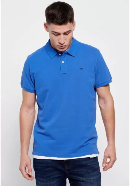 Funky-Buddha Men's Money-Saving Satin Blue Polo Shirts Essential Pique Cotton Polo Shirt