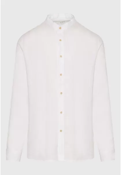 Mao Neck Garment Dyed Linen Shirt Men's Quick White Shirts Funky-Buddha