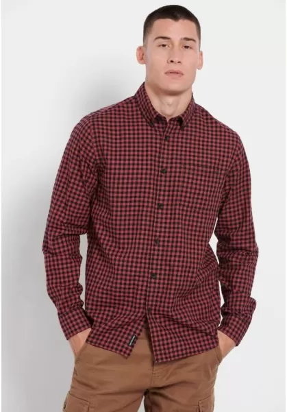 Men's Plaid Shirt With Front Pocket Men's Shirts Bordeaux Trusted Funky-Buddha