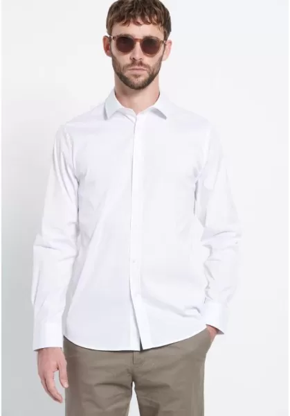 Shirts Funky-Buddha White Men's Men's Poplin Shirt - Marron Label Deal