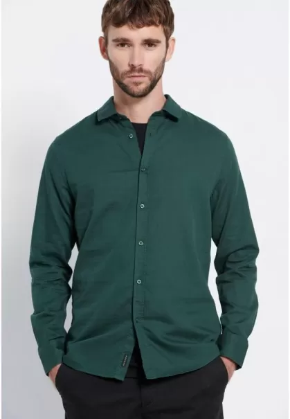 Shirts Funky-Buddha Men's Dk Green Men's Cotton Shirt - Marron Label Peaceful