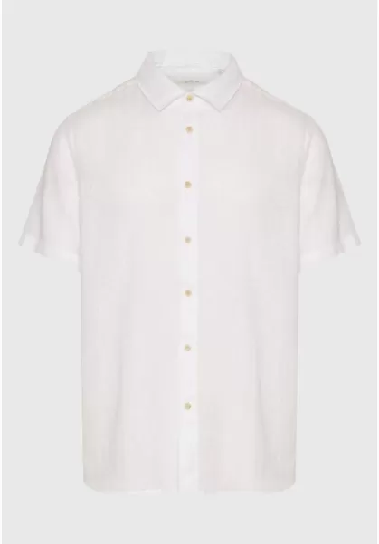 White Garment Dyed Short Sleeve Linen Shirt Funky-Buddha Men's Resilient Shirts