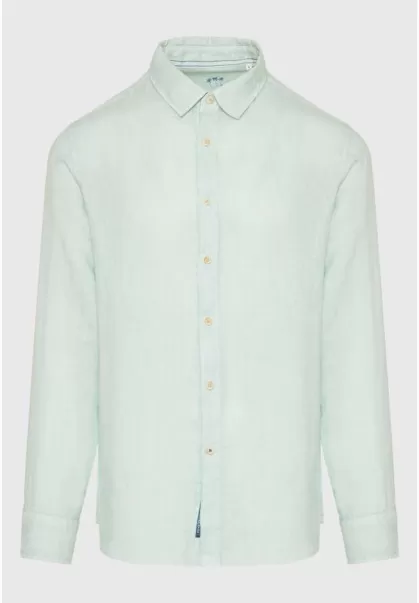 Garment Dyed Linen Shirt - The Essentials Lt Aqua Shirts Funky-Buddha Men's Organic
