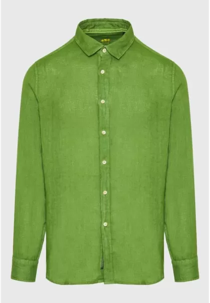 Markdown Grass Green Funky-Buddha Shirts Men's Garment Dyed Linen Shirt - The Essentials