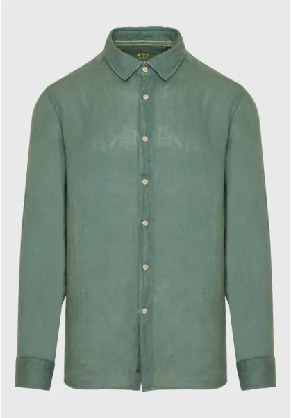 Funky-Buddha Professional Garment Dyed Linen Shirt - The Essentials Forest Green Men's Shirts
