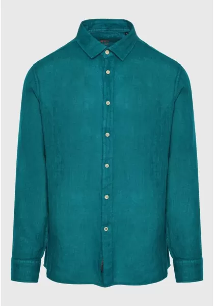 Extend Deep Teal Shirts Men's Garment Dyed Linen Shirt - The Essentials Funky-Buddha