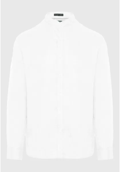 Shirts Safe Men's Mao Neck Linen Shirt Optic White Funky-Buddha