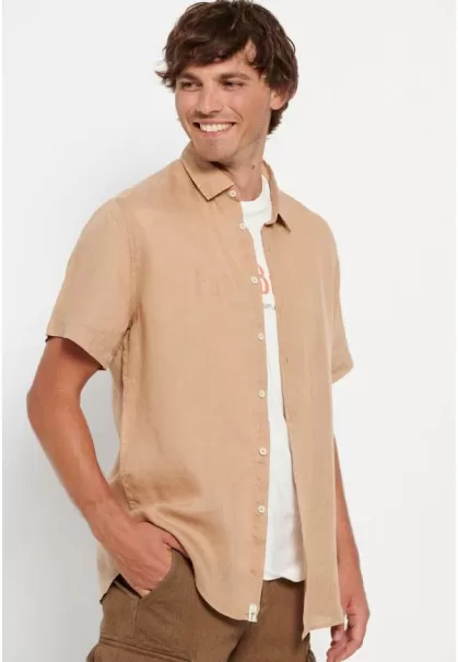 Men's Short Sleeve Linen Shirt Funky-Buddha Shirts Rapid Savane