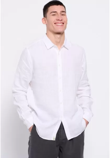 White Essential Linen Shirt Funky-Buddha Shirts Discount Men's