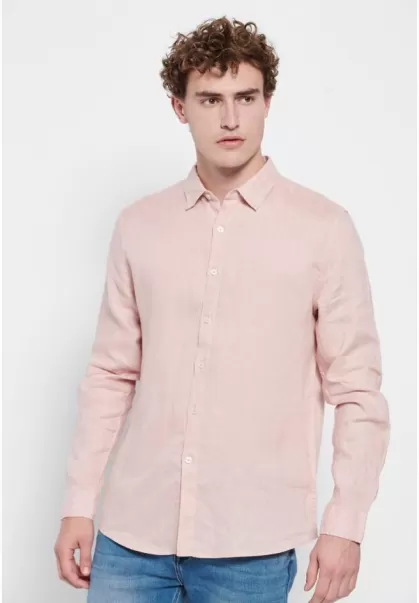 Cutting-Edge Men's Shirts Funky-Buddha Vintage Pink Essential Linen Shirt