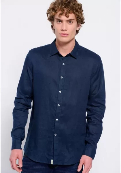 Essential Linen Shirt Men's Shirts Funky-Buddha Navy Must-Go Prices