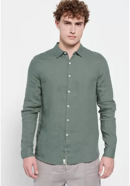 Essential Linen Shirt Men's Dusty Green Quick Funky-Buddha Shirts