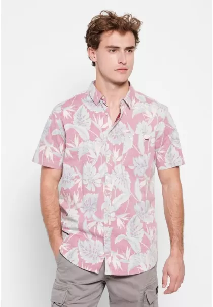 Shirts Men's Funky-Buddha Rose Resort Shirt With All Over Vintage Print Fresh